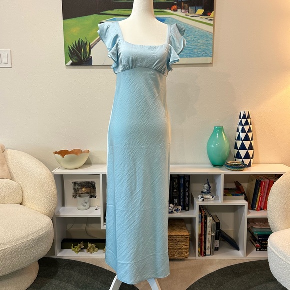 Madewell Dresses & Skirts - Madewell Light Blue Maxi Dress with Ruffle Cap Sleeves